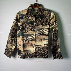 Life Styles Blazer Jacket Green, Tan, Black  Size M